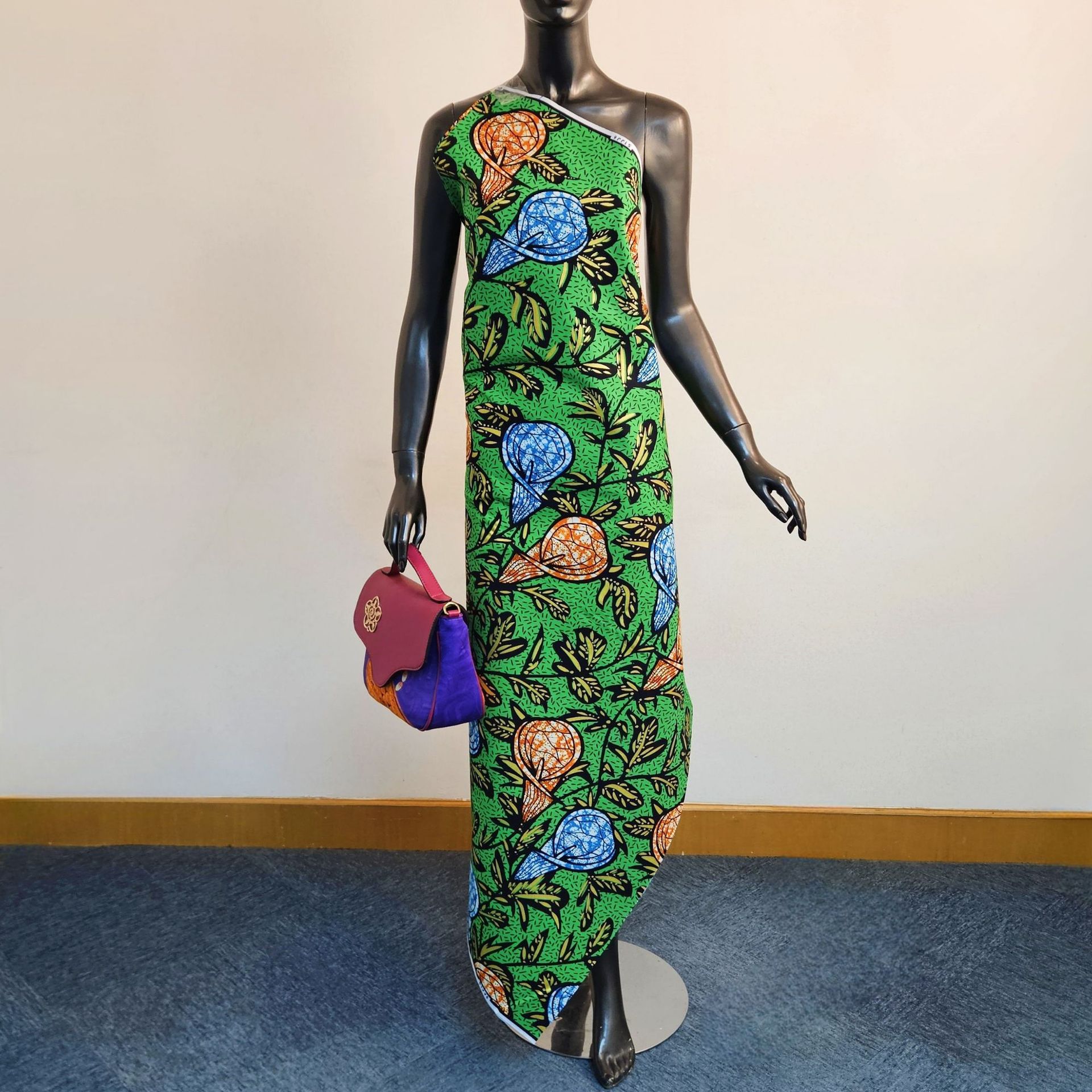 Sewing Batik - 幅46インチ、長さ6ヤードのアフリカンワックスプリント生地、DIY縫製、バティック生地、グリーンのドレス、服、クッション、テーブルクロス用 R2877