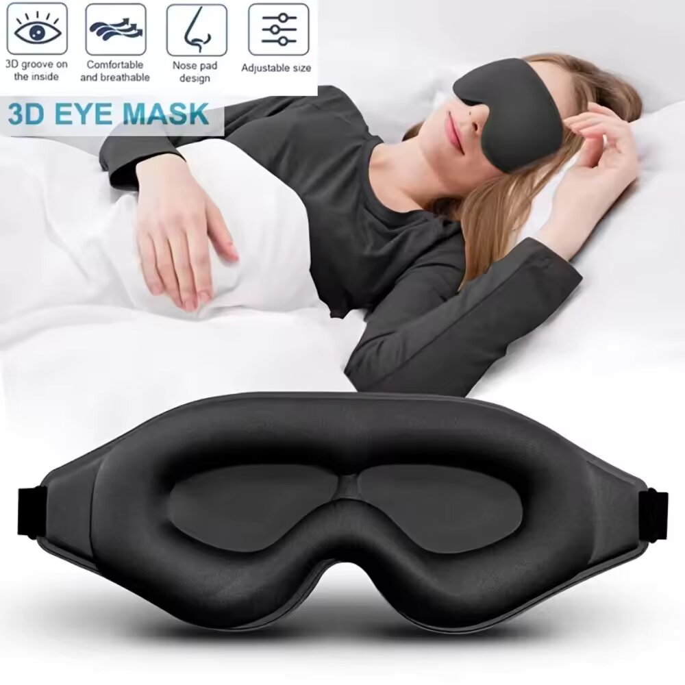 Sewing Cotton - 3Dアイマスク。鼻当て付きで快適かつ通気性に優れた睡眠用アイマスク。サイズ調整可能で、睡眠時、旅行時、昼寝時に最適。遮光性も高い。