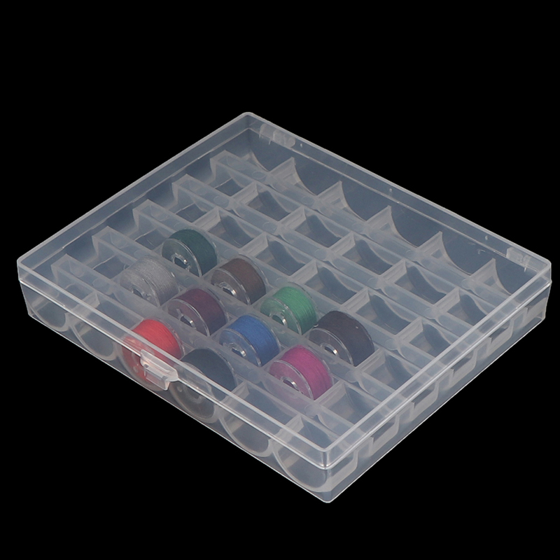 Textile Sewing Kit - 1pc 36 スプール空のボビン収納ボックス縫製アクセサリーツールプラスチックミシンボビンケース編み針オーガナイザー