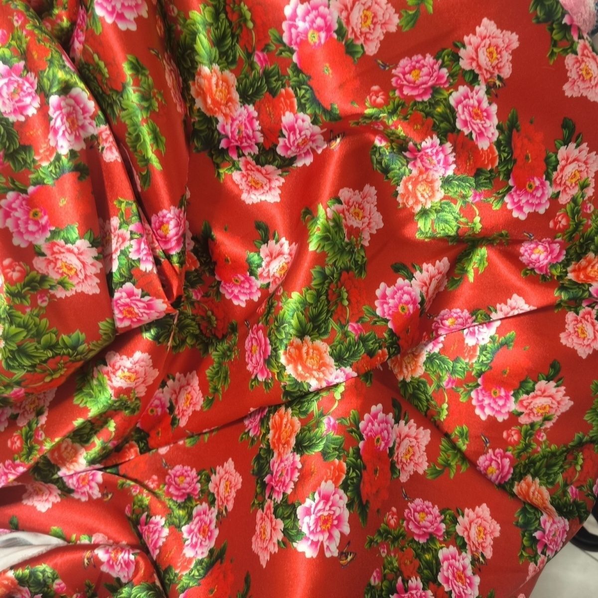 Sewing By - 花柄プリントのアセテートサテン生地、シルクのように滑らか、メートル単位で販売、ベッドシーツ、DIY縫製、裏地、テキスタイル、柔らかい布地