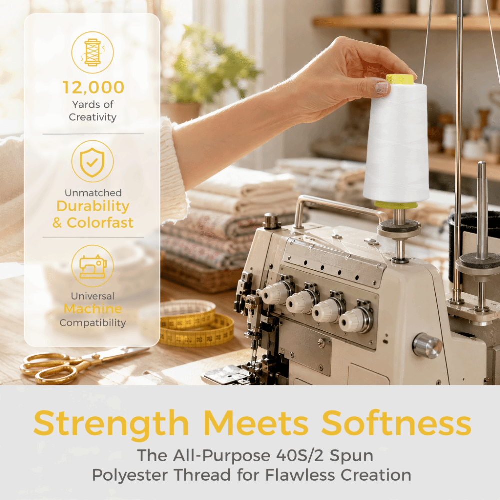 4個入り、各3000ヤードの白いポリエステル製ミシン糸コーン - Serger Thread Cone のレビューと価格