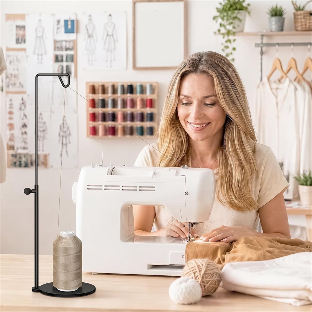 調整可能なコーン型糸立てスプールホルダー、ミシン、刺繍、キル - Serger Thread Cone のレビューと価格