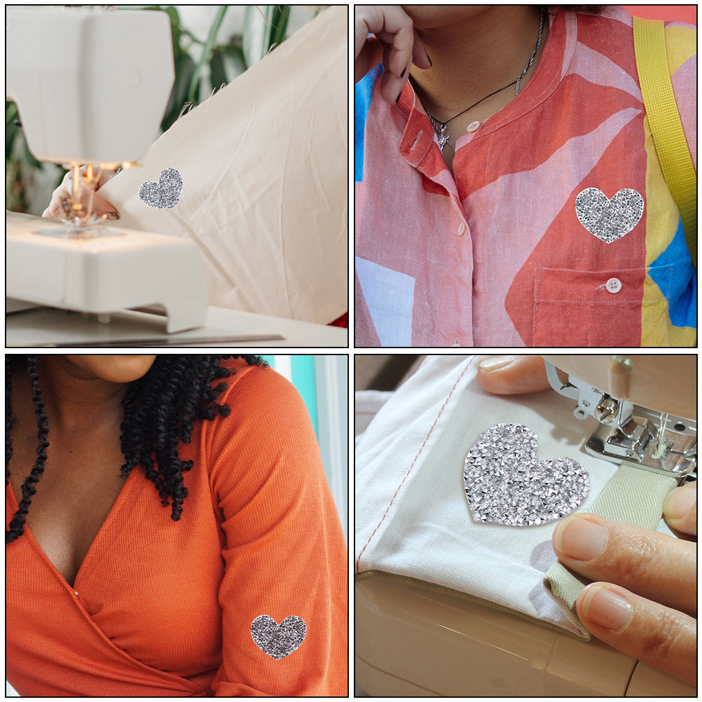 10個入り、ハート型の刺繍ワッペン、ラインストーン付き、縫い - Sewing Recycle のレビューと価格