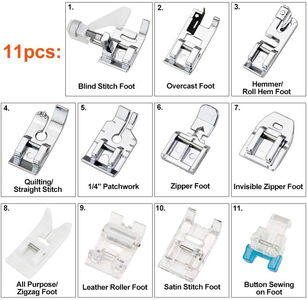 11個入り押さえ金具セット - ブラザー、シンガー、ベビーロ - Textile Sewing Kit のレビューと価格