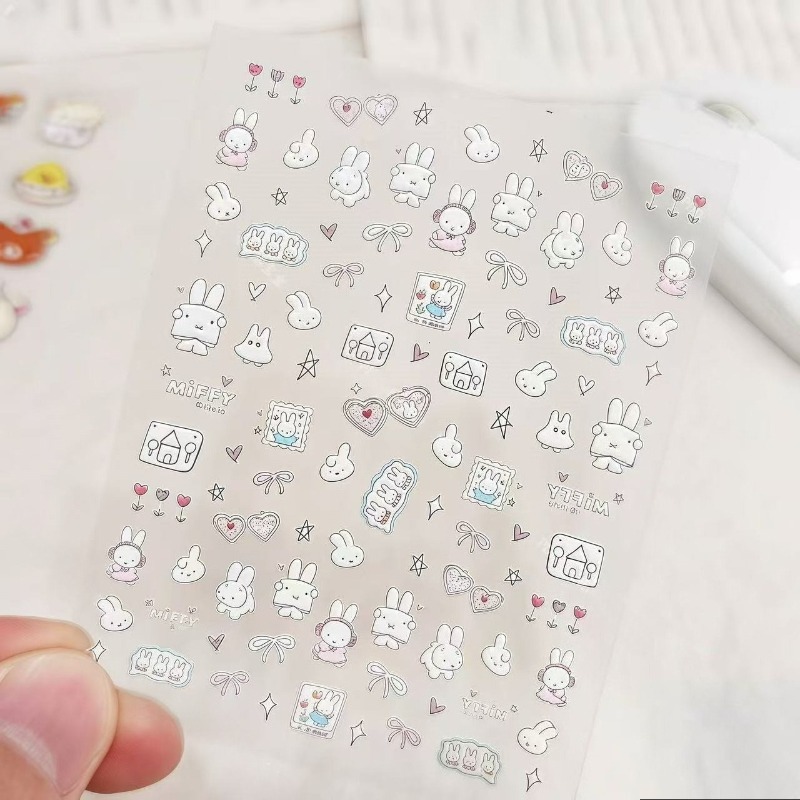ミッフィー漫画ネイルステッカーアニメウサギ防水三次元エンボス - Sewing By のレビューと価格