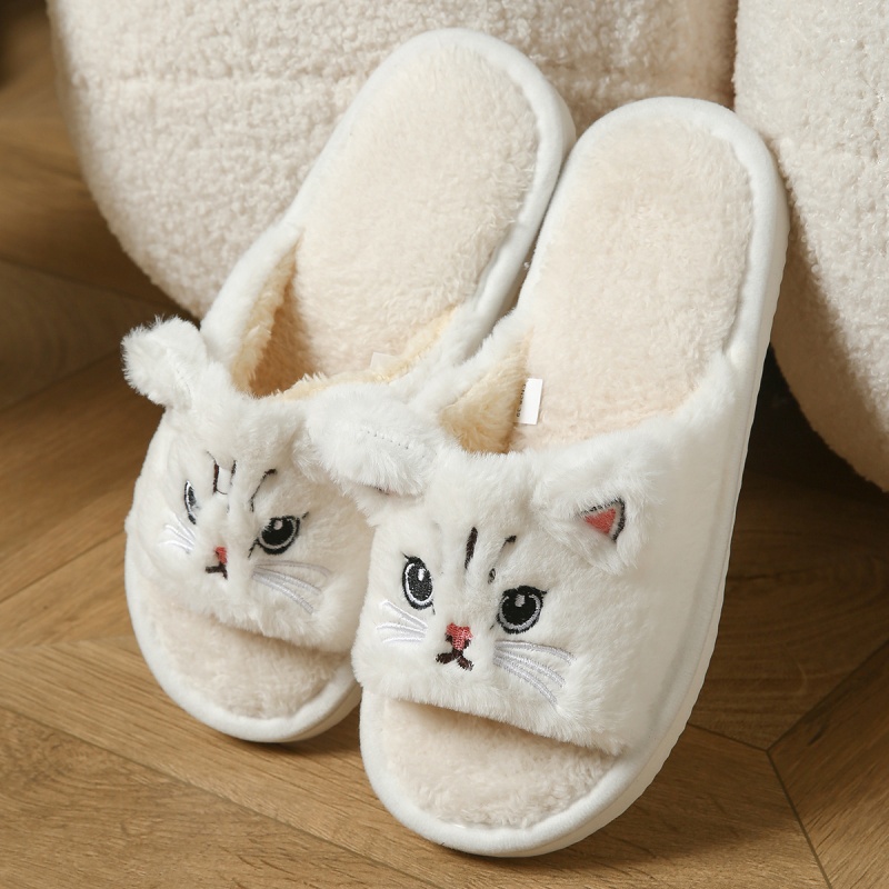 かわいい猫のぬいぐるみ風ビーチサンダル、男女兼用、暖かいふわ - Sewing Cloth のレビューと価格