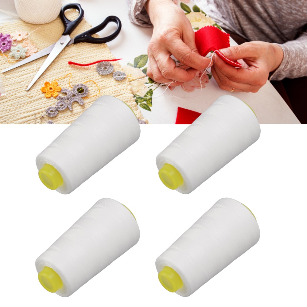 4個入り、各3000ヤードのオーバーロックミシン用糸。白色ポ - Serger Thread Cone のレビューと価格